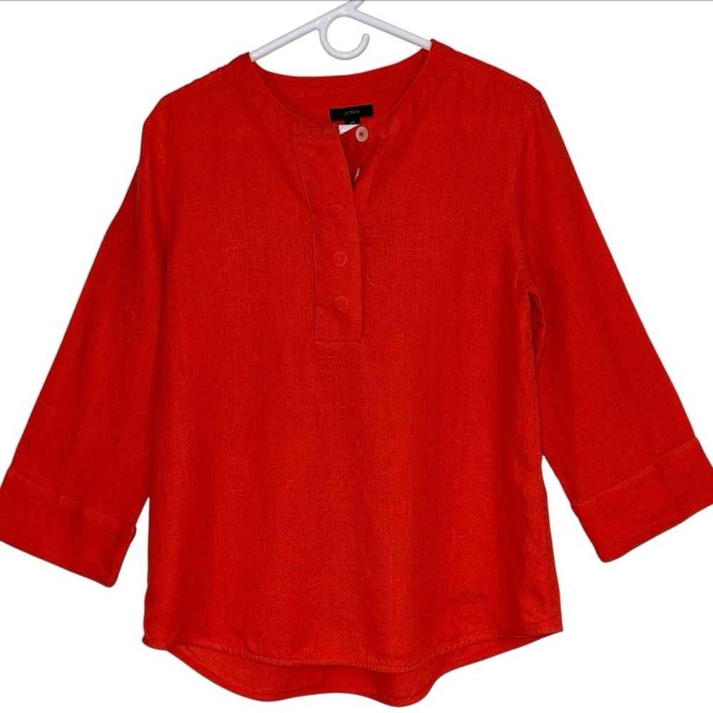 J.Crew 100% Linen Tunic Shirt In Brilliant Sunset - Picture 2 of 9